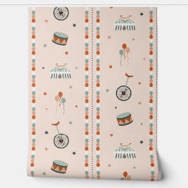 Pastel Pink Circus & Stripes for Girls Nursery 壁紙