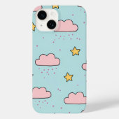 Pastel Pink Cloud and Yellow Star Pattern Case-Mate iPhoneケース (裏面)