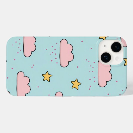 Pastel Pink Cloud and Yellow Star Pattern Case-Mate iPhoneケース (裏面 (横))