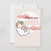 Pastel Pink Cloudy Cute Sleeping Baby Dragon  サンキューカード (正面)