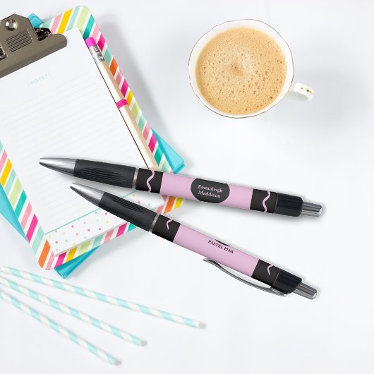 Pastel Pink Crayon Wrap Monogram Name ボールペン