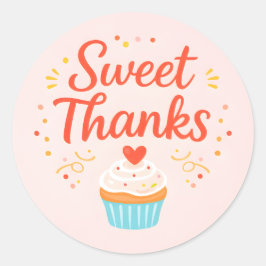 Pastel Pink Cupcake Baking Thank You Sticker ラウンドシール