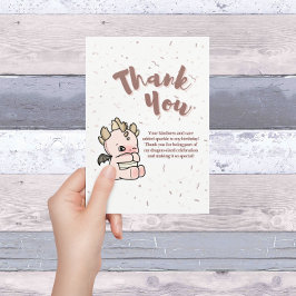 Pastel Pink Cute Baby Dragon サンキューカード