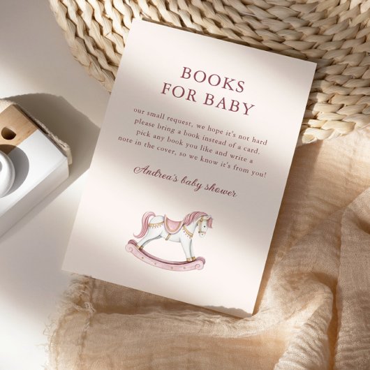 Pastel Pink Cute Carousel Girl Baby Shower エンクロージャーカード