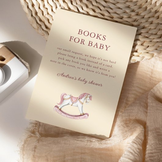 Pastel Pink Cute Carousel Girl Baby Shower エンクロージャーカード