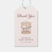 Pastel Pink Cute Carousel Girl Baby Shower ギフトタグ (正面)