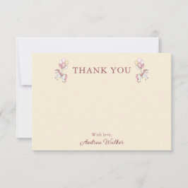 Pastel Pink Cute Carousel Girl Baby Shower サンキューカード