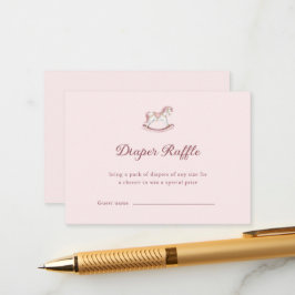 Pastel Pink Cute Girl Baby Shower Diaper Raffle エンクロージャーカード