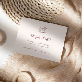 Pastel Pink Cute Girl Baby Shower Diaper Raffle エンクロージャーカード