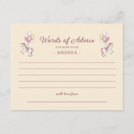 Pastel Pink Cute Girl Baby Shower Words of Advice エンクロージャーカード