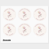 Pastel Pink Cute Horse Balloons Girl Baby Shower ラウンドシール (シート)