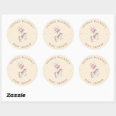Pastel Pink Cute Horse Balloons Girl Baby Shower ラウンドシール (シート)