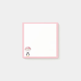 Pastel Pink Cute Penguin Parachute Notes ポストイット
