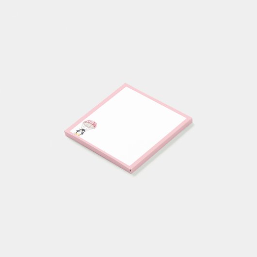 Pastel Pink Cute Penguin Parachute Notes ポストイット (アングル)