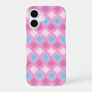 Pastel Pink Diamond Pattern Phone Case iPhone 16ケース