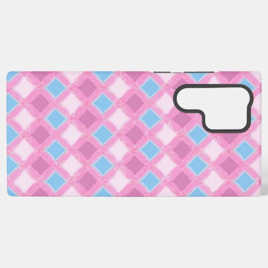 Pastel Pink Diamond Pattern Phone Case Samsung Galaxyケース (裏面横)