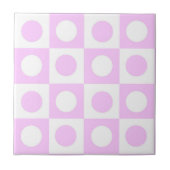 Pastel Pink Dots and Squares Pattern タイル (正面)