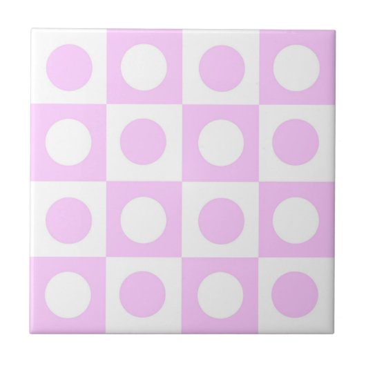 Pastel Pink Dots and Squares Pattern タイル (正面)