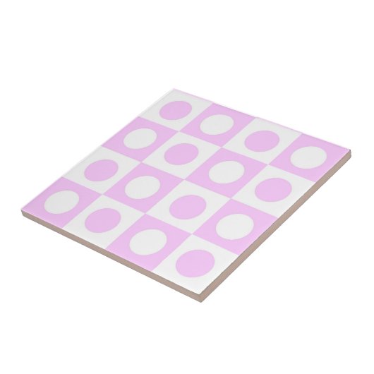 Pastel Pink Dots and Squares Pattern タイル (側面)