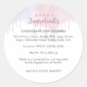 Pastel Pink Dripping Bakery Ingredient ラウンドシール (正面)