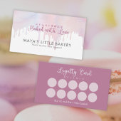 Pastel Pink Dripping Bakery Loyalty Rewards 名刺