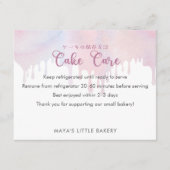 Pastel Pink Dripping Cake Care Instructions サンキューカード (正面)