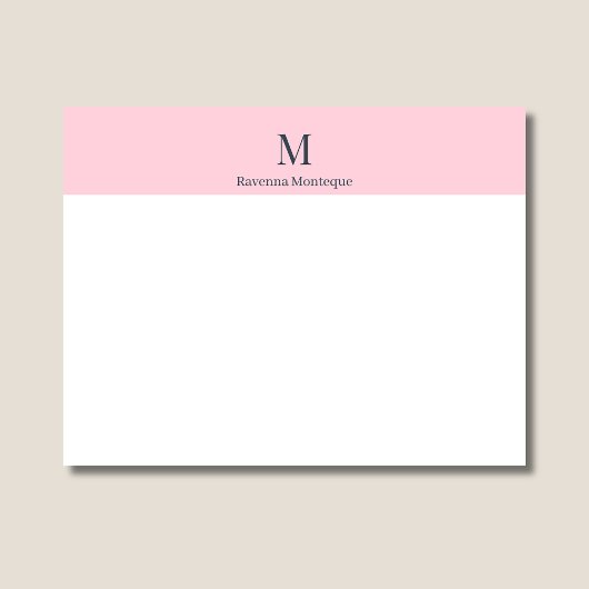 Pastel Pink Elegant Personalized Name ノートカード