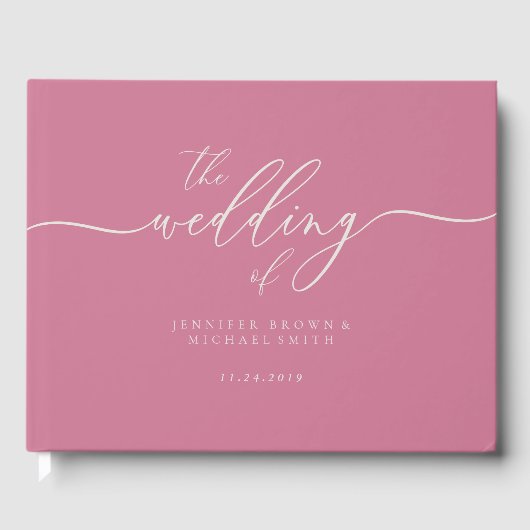 Pastel Pink Elegant Wedding Calligraphy ゲストブック (正面)