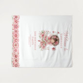 Pastel Pink Fairy Cute Floral 2 Birthday Backdrop タペストリー (正面(横))