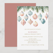 Pastel Pink Festive Corporate Christmas Party 招待状 (正面/裏面)