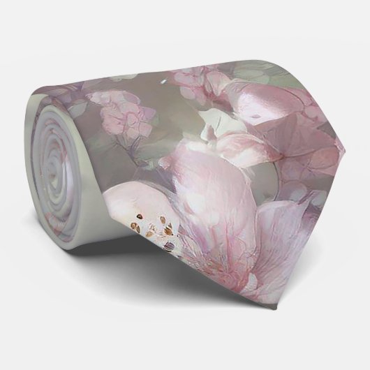 Pastel pink floral and butterfly pattern ネクタイ (ロール)