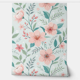 Pastel Pink Floral Botanical Wallpaper 壁紙