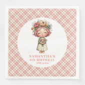 Pastel Pink Floral Fairy 4th Birthday Party Napkin (正面)