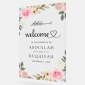 Pastel Pink Floral Muslim Wedding Welcome アクリルサイン (傾斜)