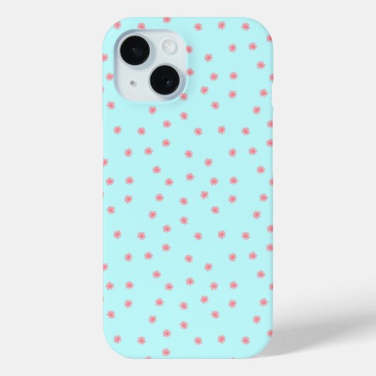 Pastel Pink Floral Pattern on Teal Background Case-Mate iPhoneケース (裏面)