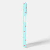 Pastel Pink Floral Pattern on Teal Background Case-Mate iPhoneケース (裏面 / 右)