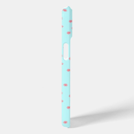 Pastel Pink Floral Pattern on Teal Background Case-Mate iPhoneケース (裏面 / 右)