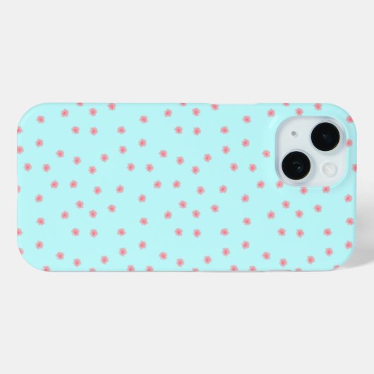 Pastel Pink Floral Pattern on Teal Background Case-Mate iPhoneケース (裏面 (横))