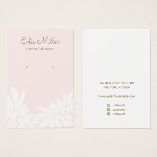 Pastel Pink Floral Script Font Earring (正面&裏面)