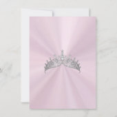 Pastel Pink - Floral & Silver Tiara Quinceanera サンキューカード (裏面)