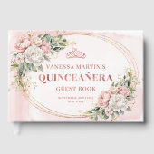 Pastel Pink Flowers Greenery 15th Birthday Book ゲストブック (正面)
