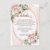 Pastel Pink Flowers Greenery Wedding Details Card  エンクロージャーカード (正面)