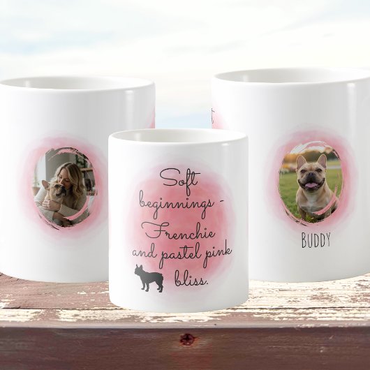 Pastel Pink French Bulldog Custom Photo & Name コーヒーマグカップ