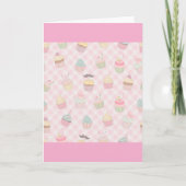 Pastel Pink Gingham Cute Cupcakes Pattern カード (正面)