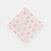 Pastel Pink Gingham Cute Cupcakes Pattern スタンダードランチョンナプキン (角)