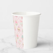 Pastel Pink Gingham Cute Cupcakes Pattern 紙コップ (左)
