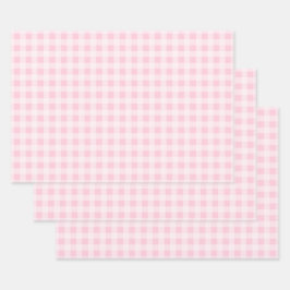 Pastel Pink Gingham Wrapping Paper Sheets ラッピングペーパーシート