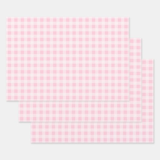 Pastel Pink Gingham Wrapping Paper Sheets ラッピングペーパーシート (セット)