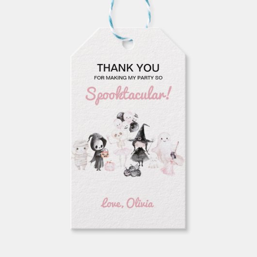 Pastel pink girl halloween birthday ギフトタグ (正面)