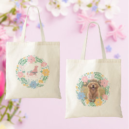 Pastel Pink Golden Retriever Custom Photo トートバッグ